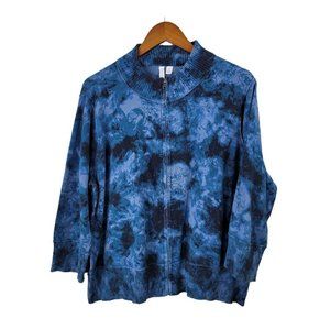 Relatively Plus size 2X 18/20 spring Jacket Jersey Stretch tie dye blue Athletic
